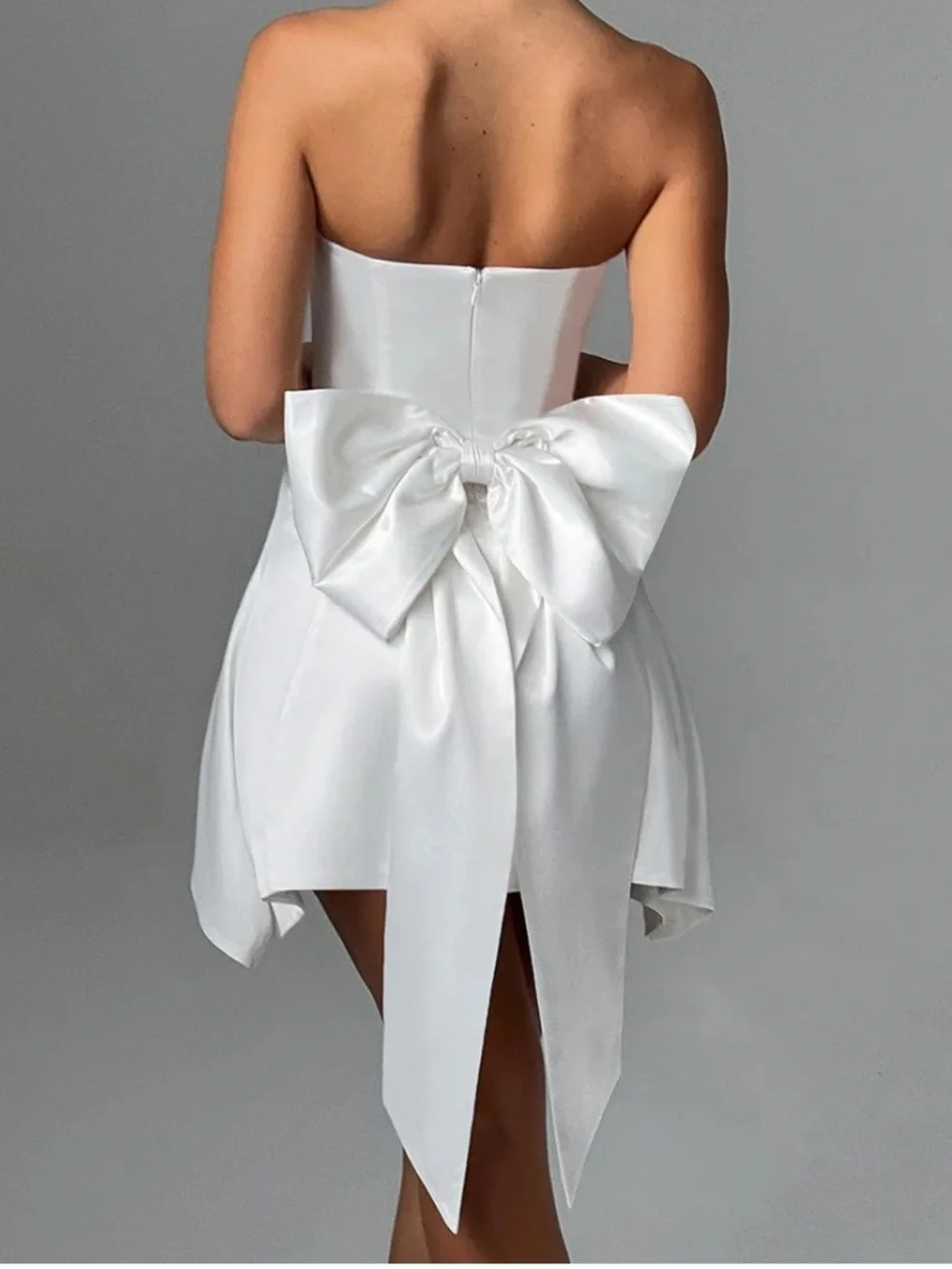 Babyboo Freja Mini Satin Dress Sleeveless Big Bow Color Ivory Size Medium
